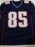 Jermaine Wiggins New England Patriots Autographed & Inscribed Custom Navy Football Jersey with JSA Witnessed Authentication