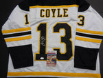 Charlie Coyle Boston Bruins Autographed Custom White style jerseys w/ JSA W coa