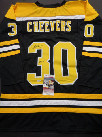 Gerry Cheevers Boston Bruins Autographed Custom Black Style Jersey with JSA W coa