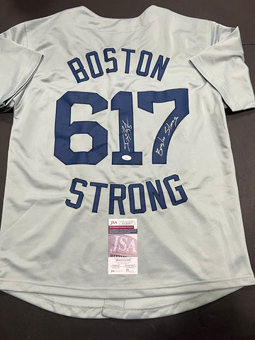 Jonny Gomes Boston Red Sox Autographed & Inscribed Custom Boston Strong Baseball Jersey JSA Witnessed coa
