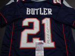Malcom Butler New England Patriots Autographed & Inscribed Custom Football Jersey w/JSA Witnessed coa - 2 JERSEYS TO CHOOSE FROM