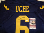 Josh Uche Michigan Wolverines Autographed Custom Navy Football Jersey w/JSA Witnessed coa