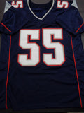 Willie McGinest New England Patriots Autographed & Inscribed Custom Blue Style Jersey w/JSA coa